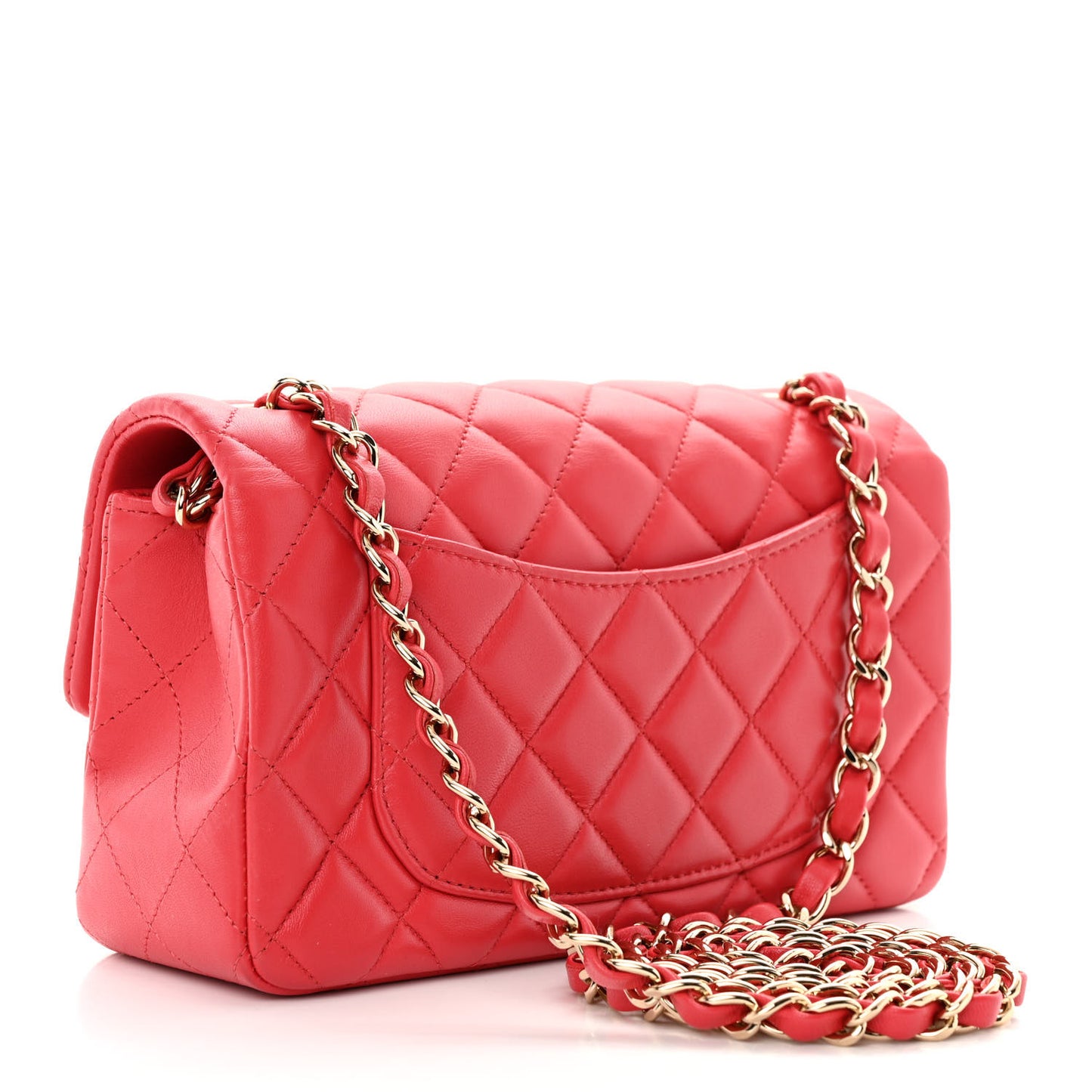Lambskin Quilted Mini Rectangular Flap Red