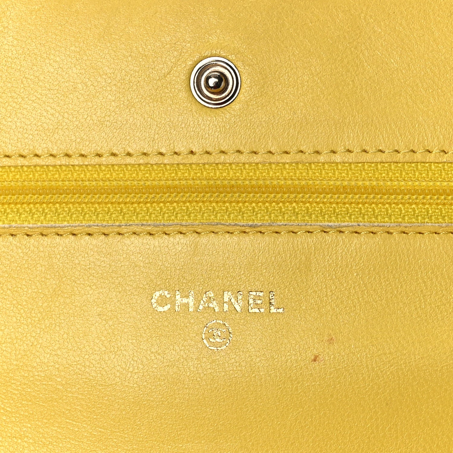 Chanel Lambskin Quilted Wallet on Chain WOC Yellow 6 of 19