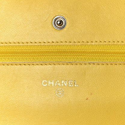 Chanel Lambskin Quilted Wallet on Chain WOC Yellow 6 of 19