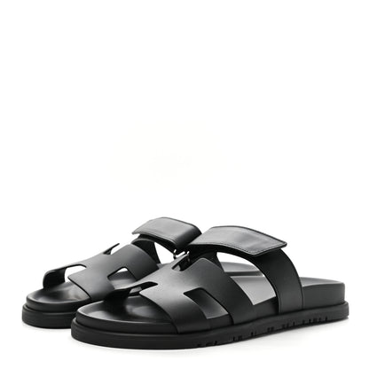 Hermes Calfskin Womens Chypre Sandals 38 Black 3 of 9
