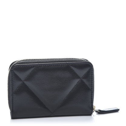 Chanel Lambskin Quilted Chanel 19 Zip Around Coin Purse Wallet Black 3 of 10