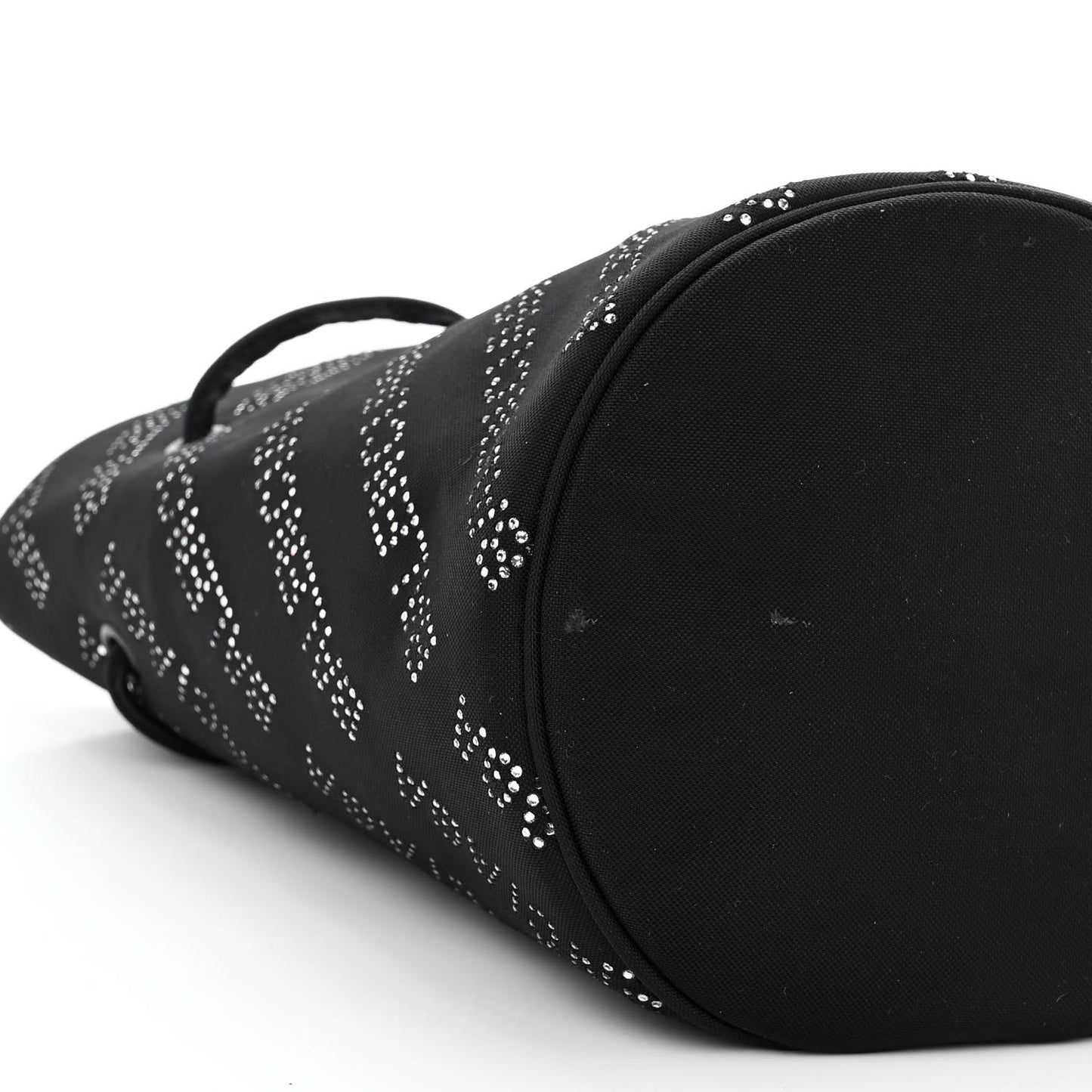 Recycled Sport Nylon Crystal Allover Logo Wheel Drawstring Bucket Bag Black Crystal
