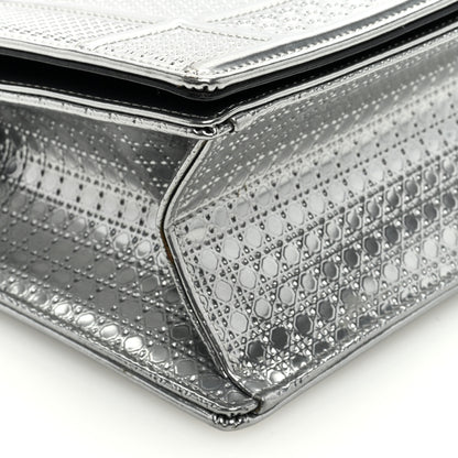 Christian Dior CHRISTIAN DIOR Metallic Patent Micro-Cannage Medium Diorama Flap Bag Silver 7 of 9
