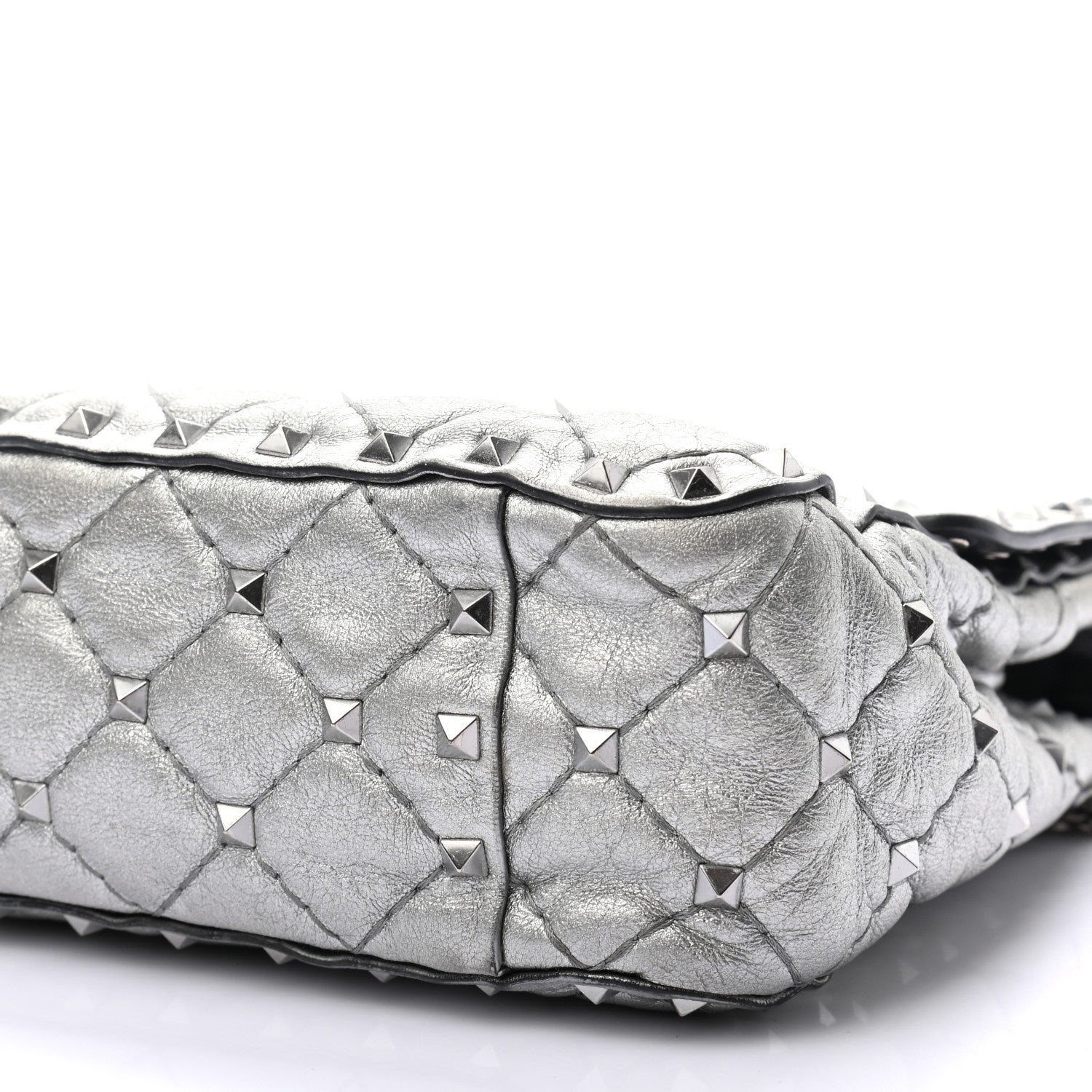 Valentino Garavani Metallic Nappa Medium Rockstud Spike Shoulder Bag Silver 9 of 11