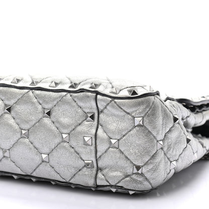 Valentino Garavani Metallic Nappa Medium Rockstud Spike Shoulder Bag Silver 9 of 11