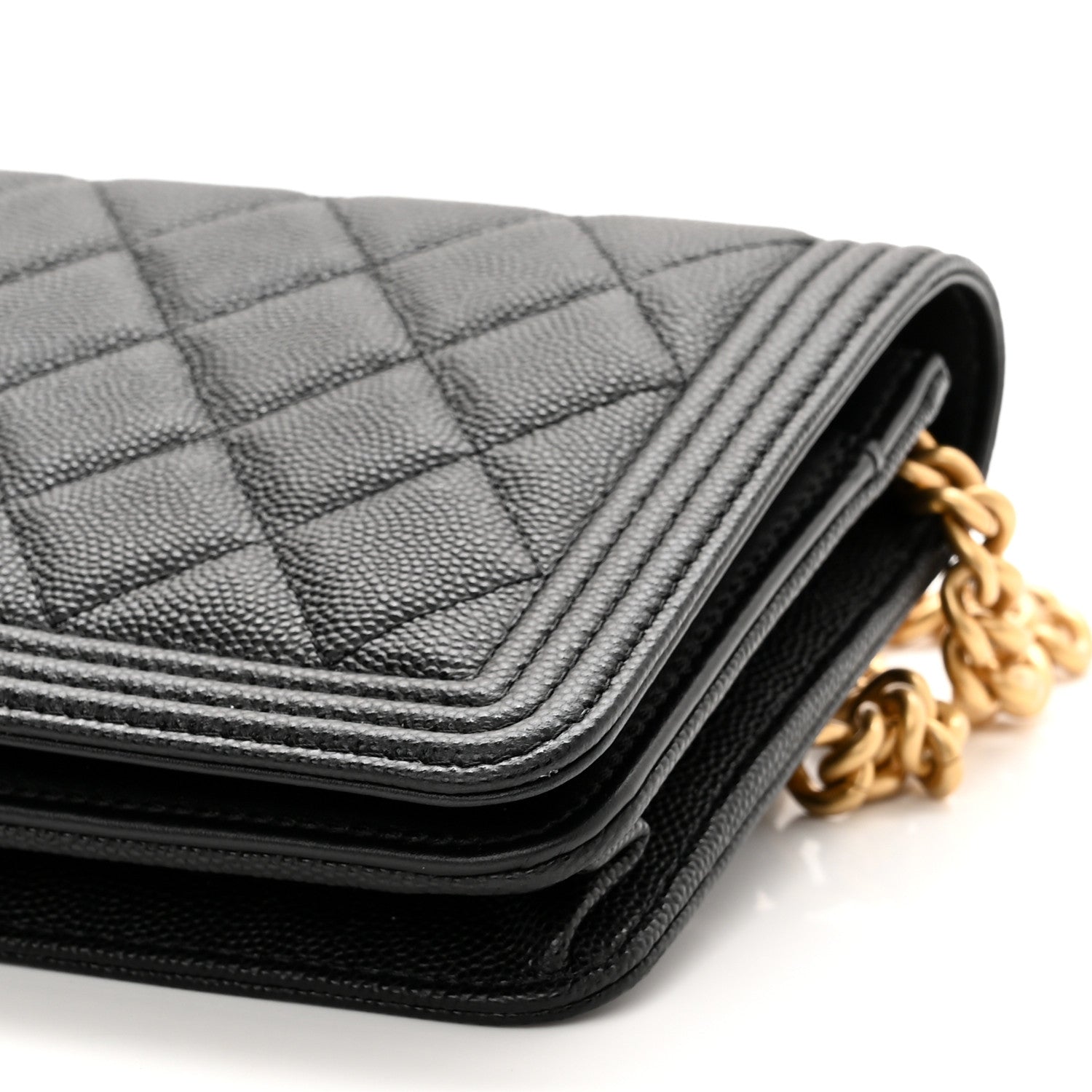 Chanel Caviar Quilted Boy Wallet On Chain WOC Black 11 of 12