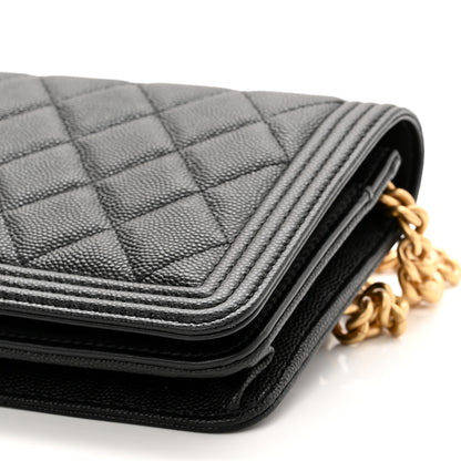 Chanel Caviar Quilted Boy Wallet On Chain WOC Black 11 of 12