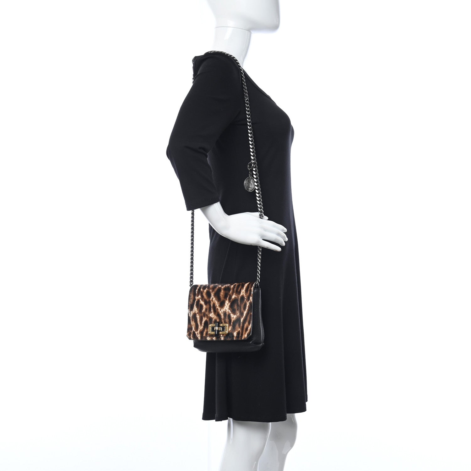 Lanvin Calf Hair Calfskin Leopard Print Mini Happy Crossbody Black 2 of 11