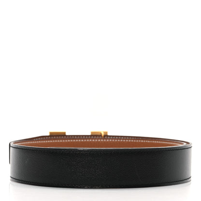 Hermes Box Togo 32mm Striee H Belt 75 30 Black Gold 2 of 5