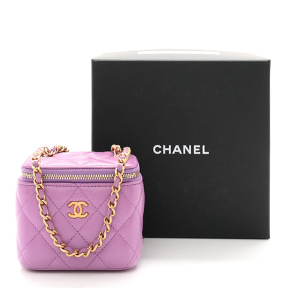 Chanel Lambskin Quilted Pearl Crush Mini Vanity Case With Chain Purple 11 of 11