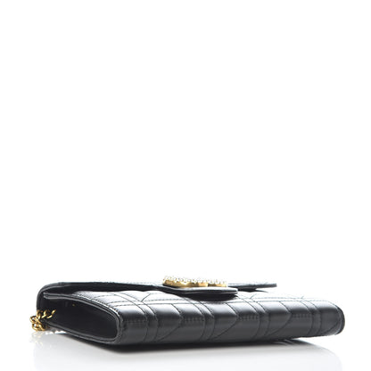 Gucci Calfskin Matelasse Mini Pearly GG Marmont Chain Wallet Black 4 of 14
