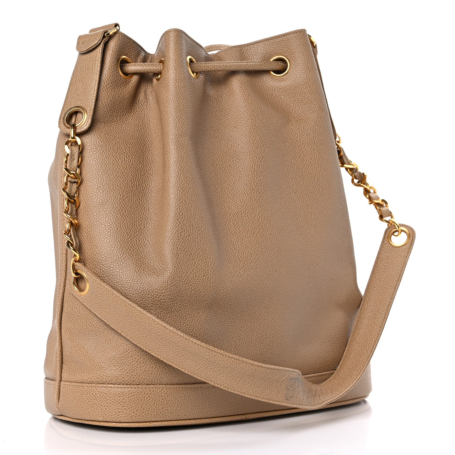 Chanel Caviar Drawstring Shoulder Bag Beige 4 of 14