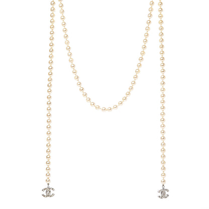 Chanel Pearl CC Long Necklace Silver 1 of 5