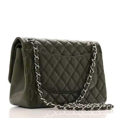 Chanel Caviar Quilted Jumbo Double Flap Vert Fonce 3 of 12