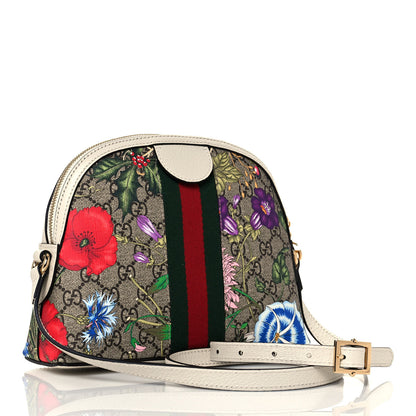 Gucci GG Supreme Monogram Flora Web GG Small Ophidia Dome Shoulder Bag White 3 of 13