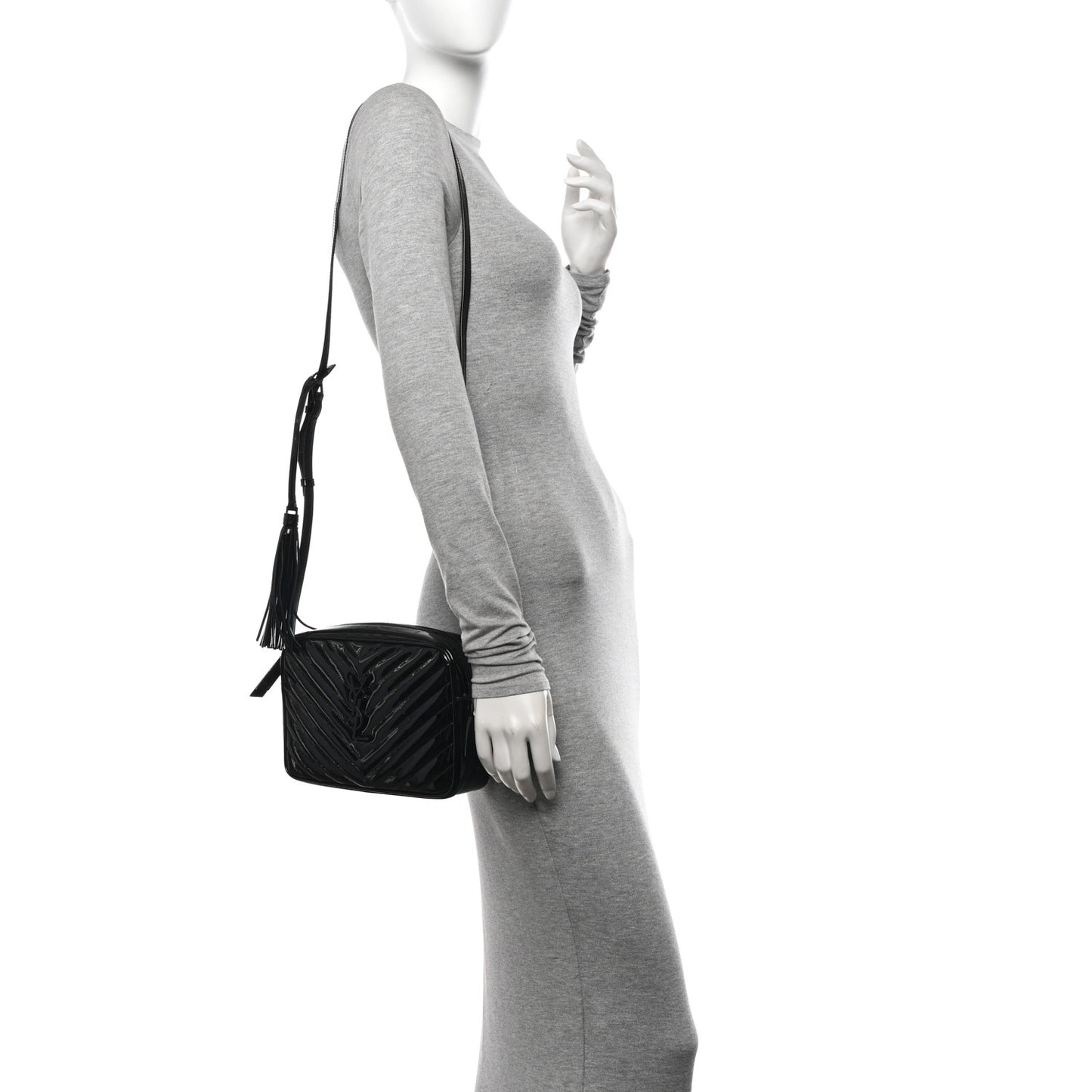 Patent Calfskin Matelasse Monogram Lou Camera Bag Black