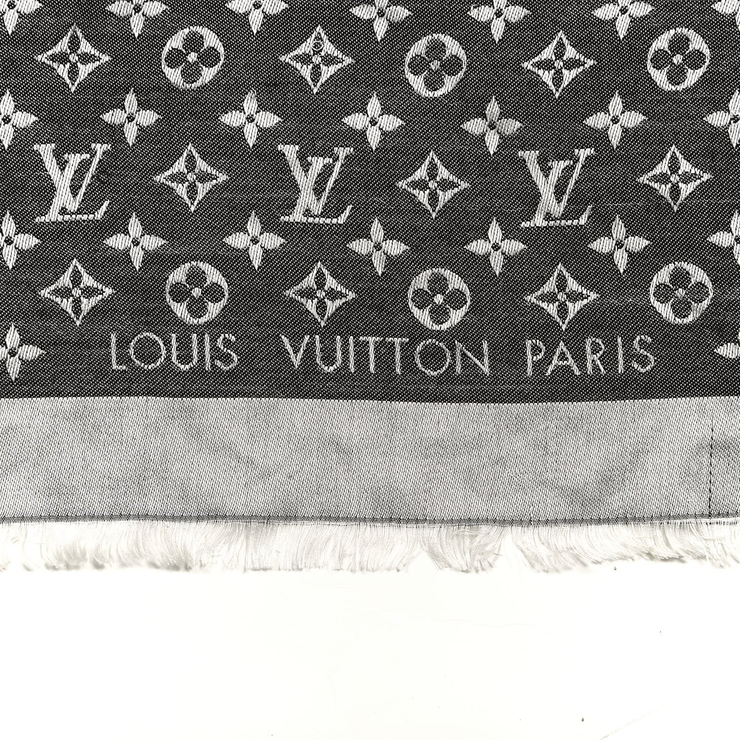 Louis Vuitton Silk Wool Monogram Denim Shawl Black 3 of 4