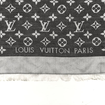 Louis Vuitton Silk Wool Monogram Denim Shawl Black 3 of 4