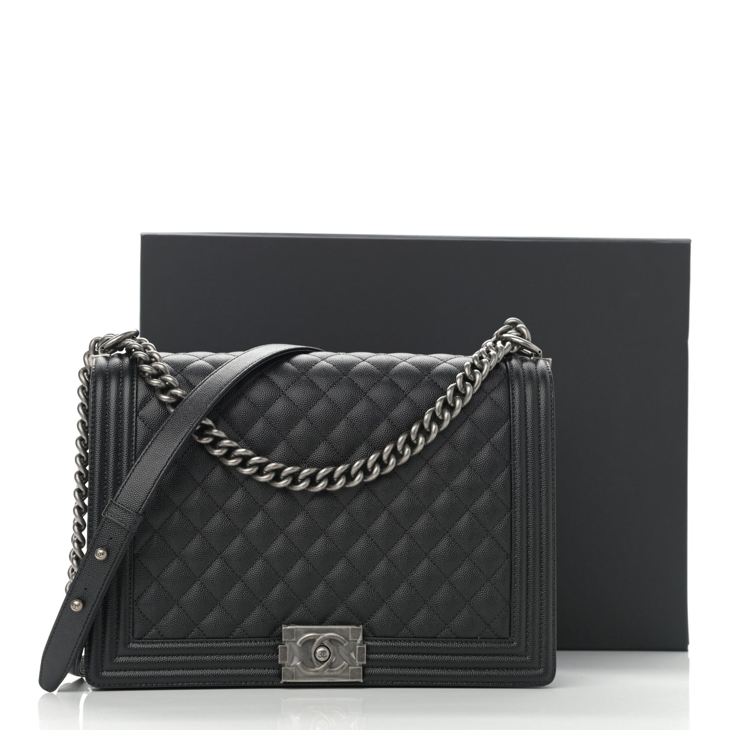 Caviar Quilted Large Boy Flap Black