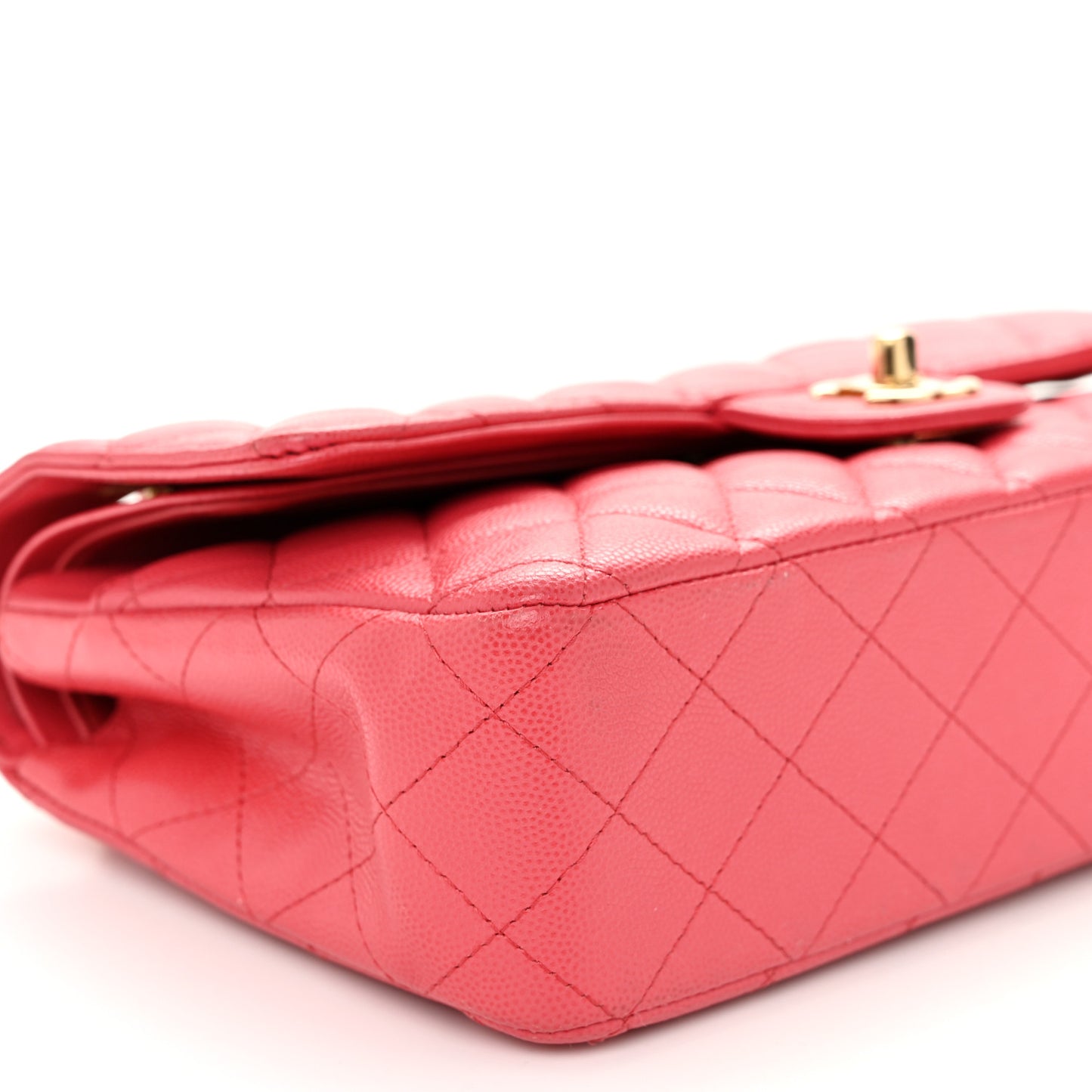 Caviar Quilted Medium Double Flap Dark Pink
