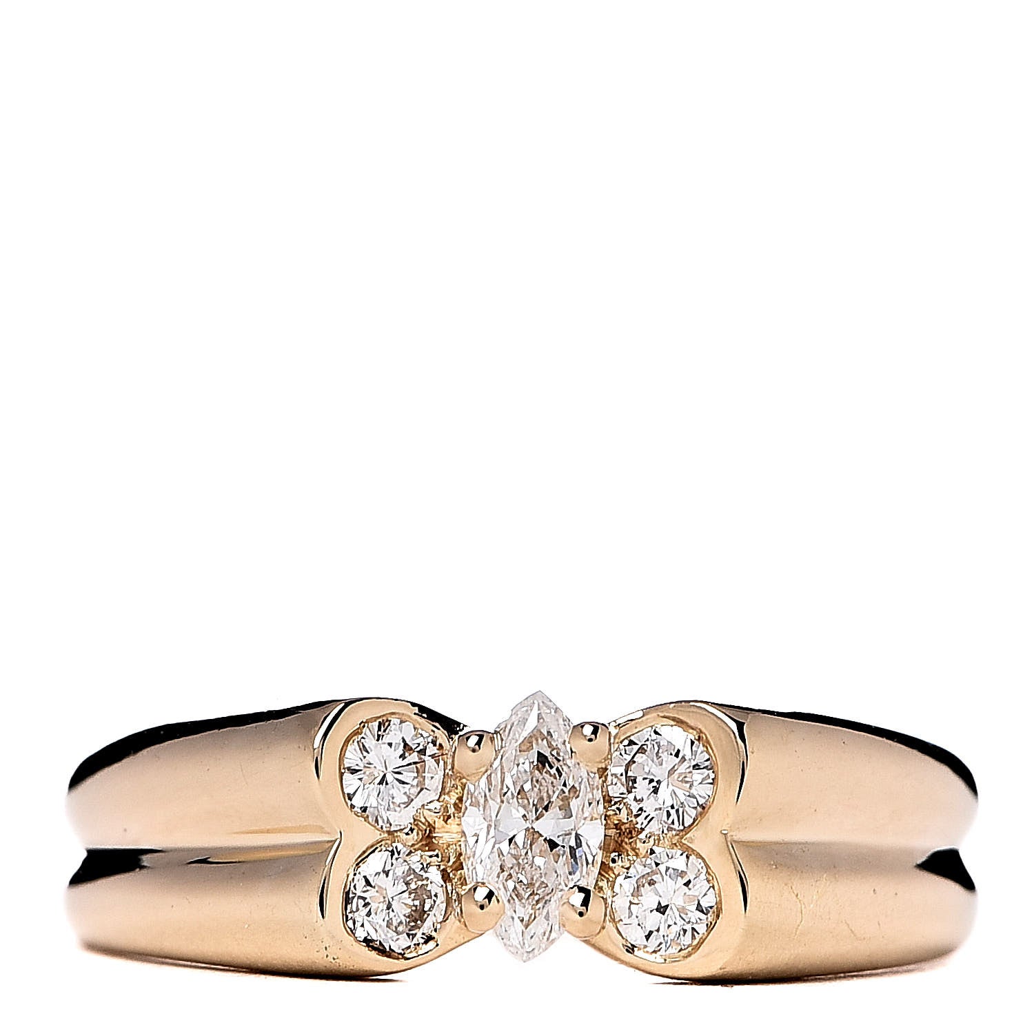 Van Cleef & Arpels 18K Yellow Gold Diamond Butterfly Ring 48 4.25 1 of 5