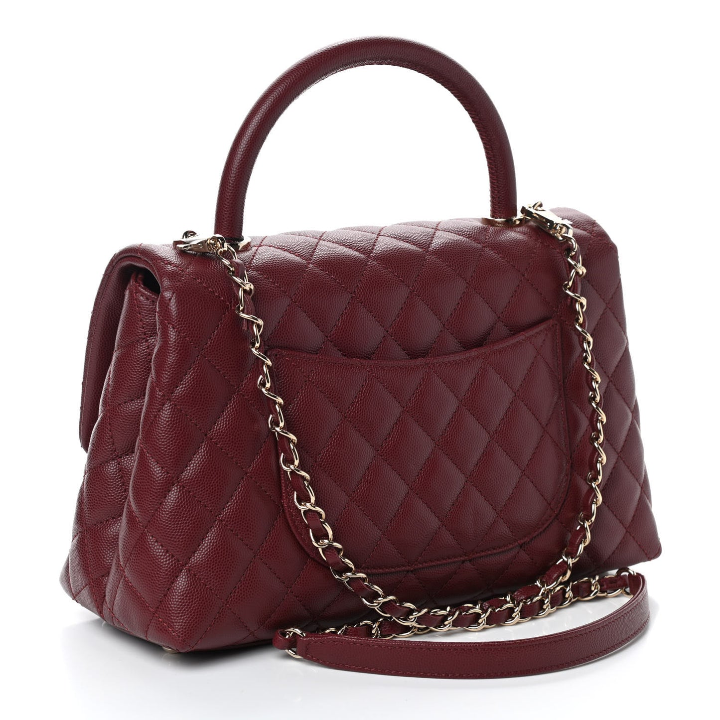 Caviar Quilted Small Coco Handle Flap Burgundy