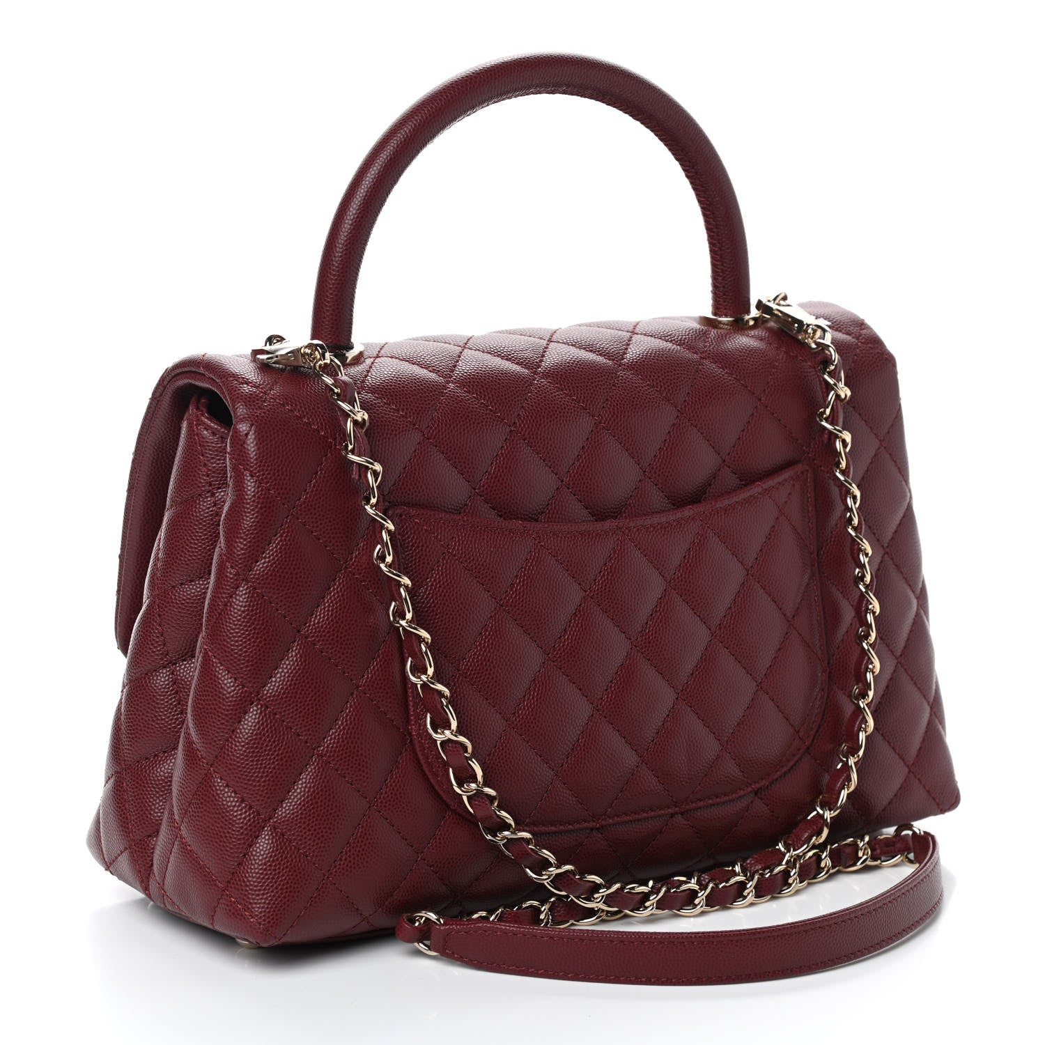 Chanel Caviar Quilted Small Coco Handle Flap Burgundy 3 of 11