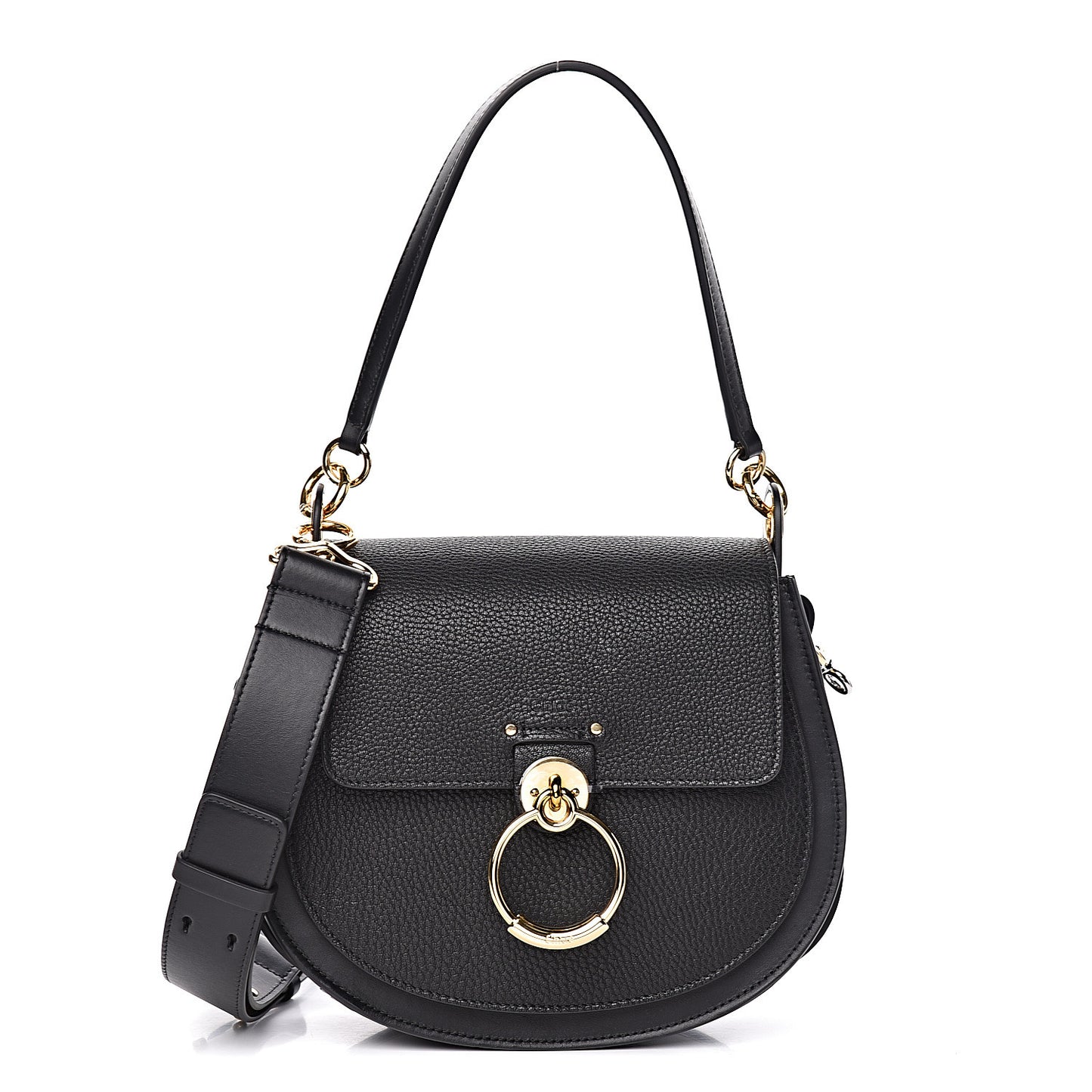 Grained Calfskin Large Tess Bag Black