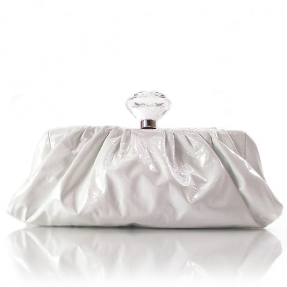Chanel Vinyl Diamond Kiss lock Clutch Ivory 1 of 9