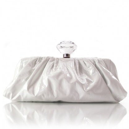 Chanel Vinyl Diamond Kiss lock Clutch Ivory 1 of 9