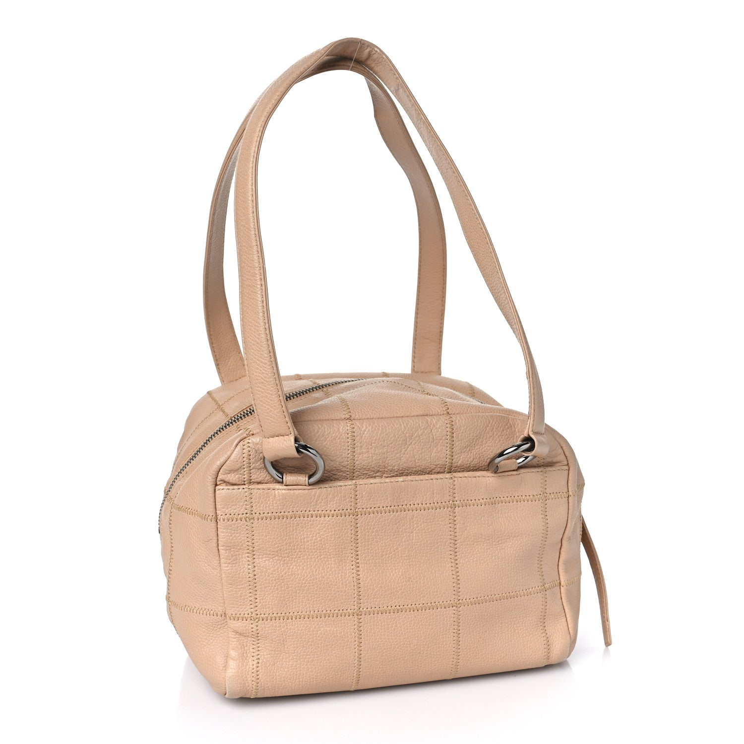Chanel Caviar Square Stitched Bowler Beige 2 of 12