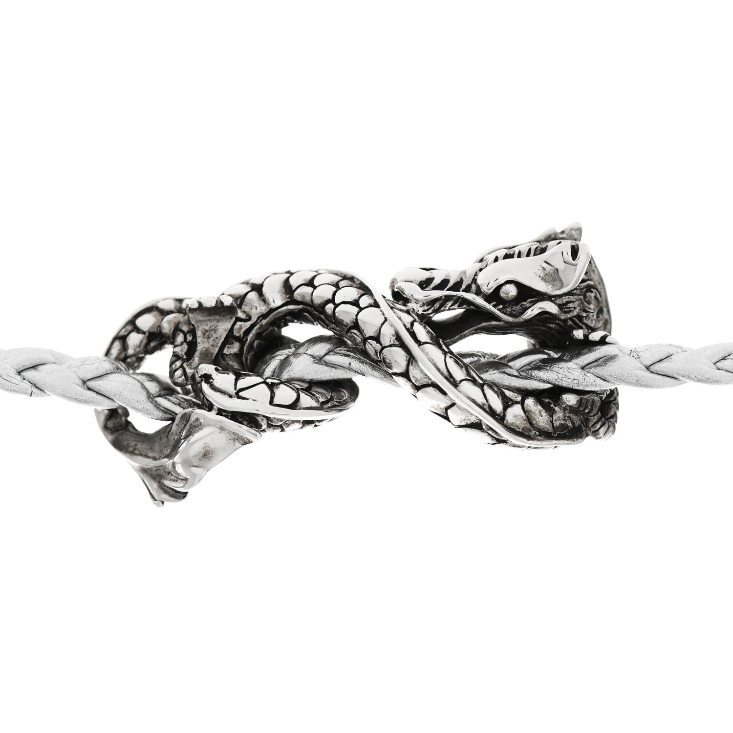 John Hardy Sterling Silver Leather Naga Dragon Triple Wrap Bracelet Silver 5 of 5
