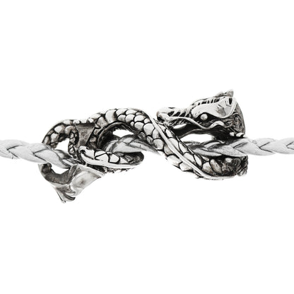 John Hardy Sterling Silver Leather Naga Dragon Triple Wrap Bracelet Silver 5 of 5