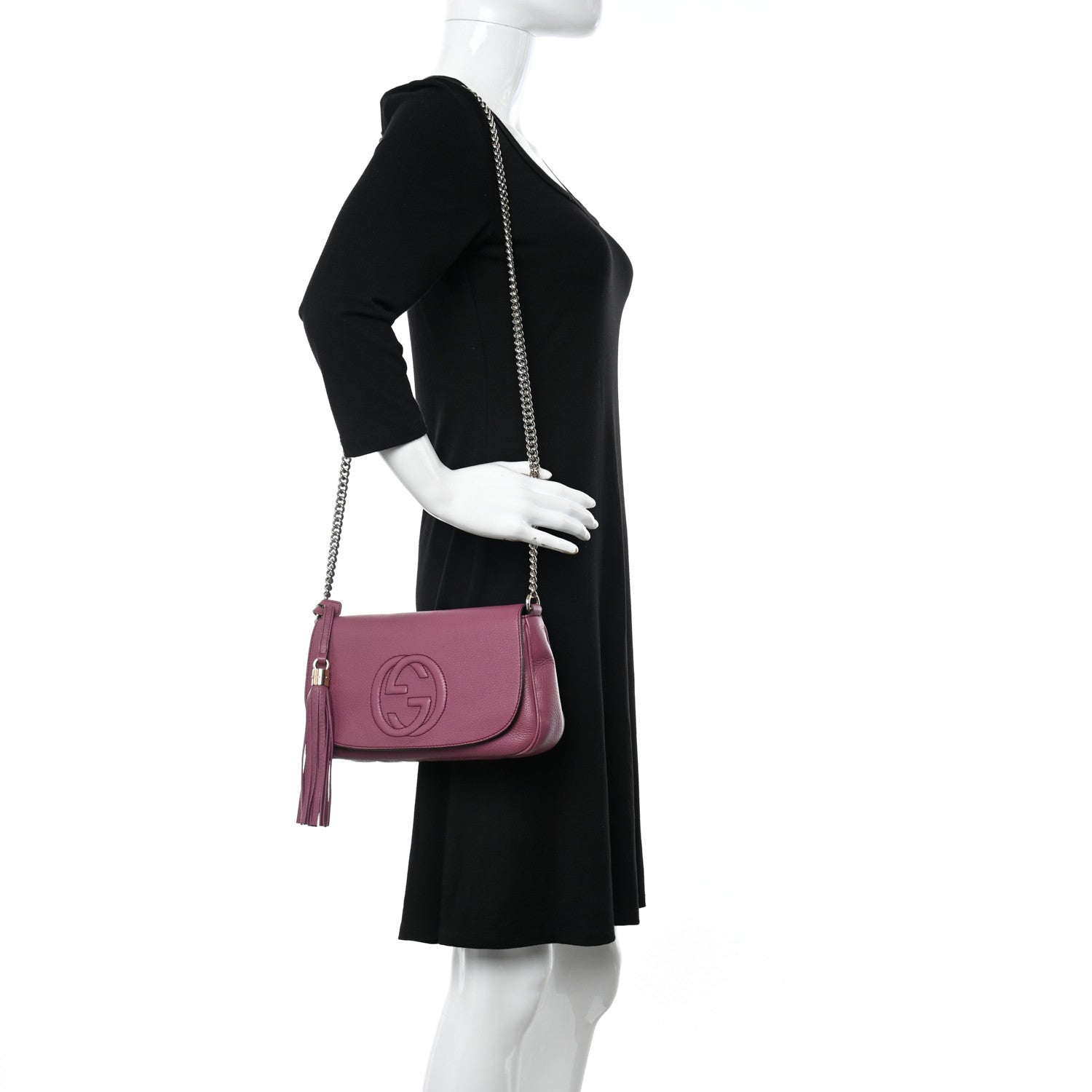Gucci Pebbled Calfskin Medium Soho Flap Crossbody Peonia Flower 2 of 11
