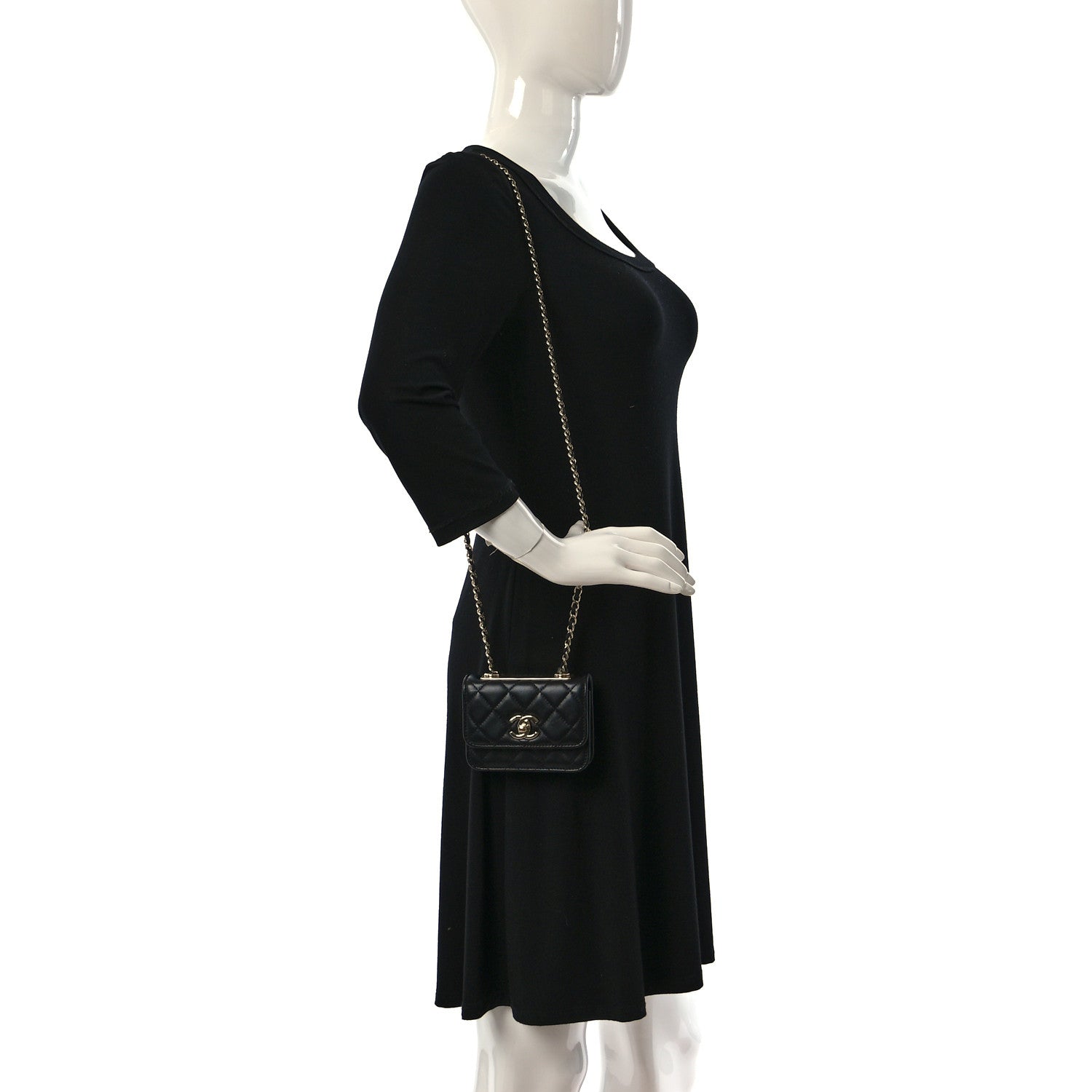 Chanel Lambskin Quilted Mini Trendy CC Clutch With Chain Black 2 of 9