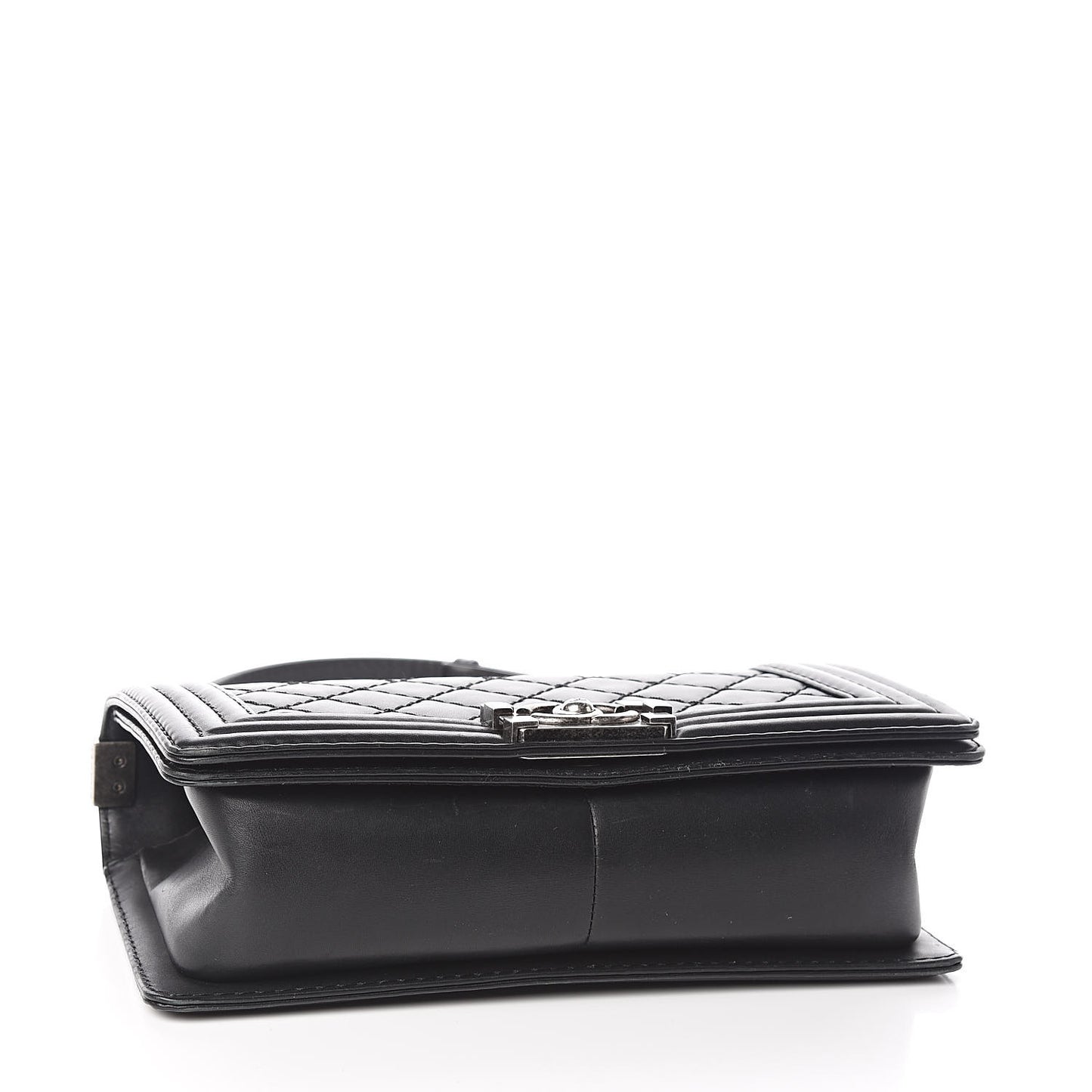 Lambskin Stitch Quilted Medium Boy Flap Black