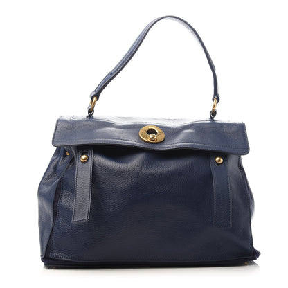 Saint Laurent Calfskin Canvas Medium Muse Two Navy 1 of 9