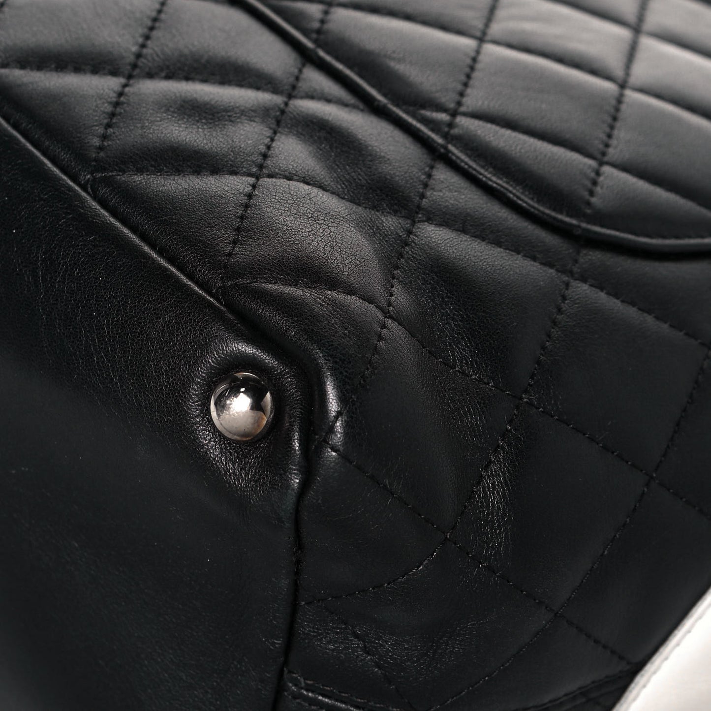Calfskin Quilted Medium Cambon Tote Black White