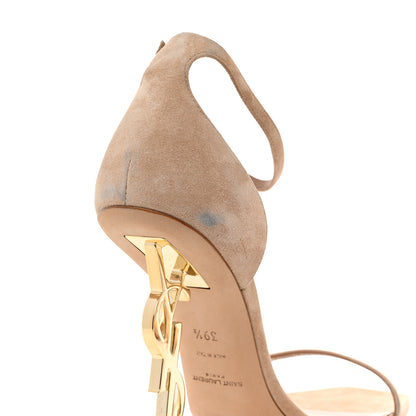 Saint Laurent Suede Calfskin Opyum 110 Sandals 39.5 Cachemere Pale Gold 9 of 10