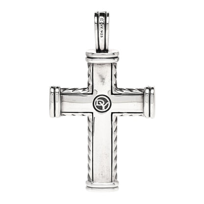 David Yurman Sterling Silver Pave Black Diamond 41.5mm Chevron Cross Pendant 3 of 5