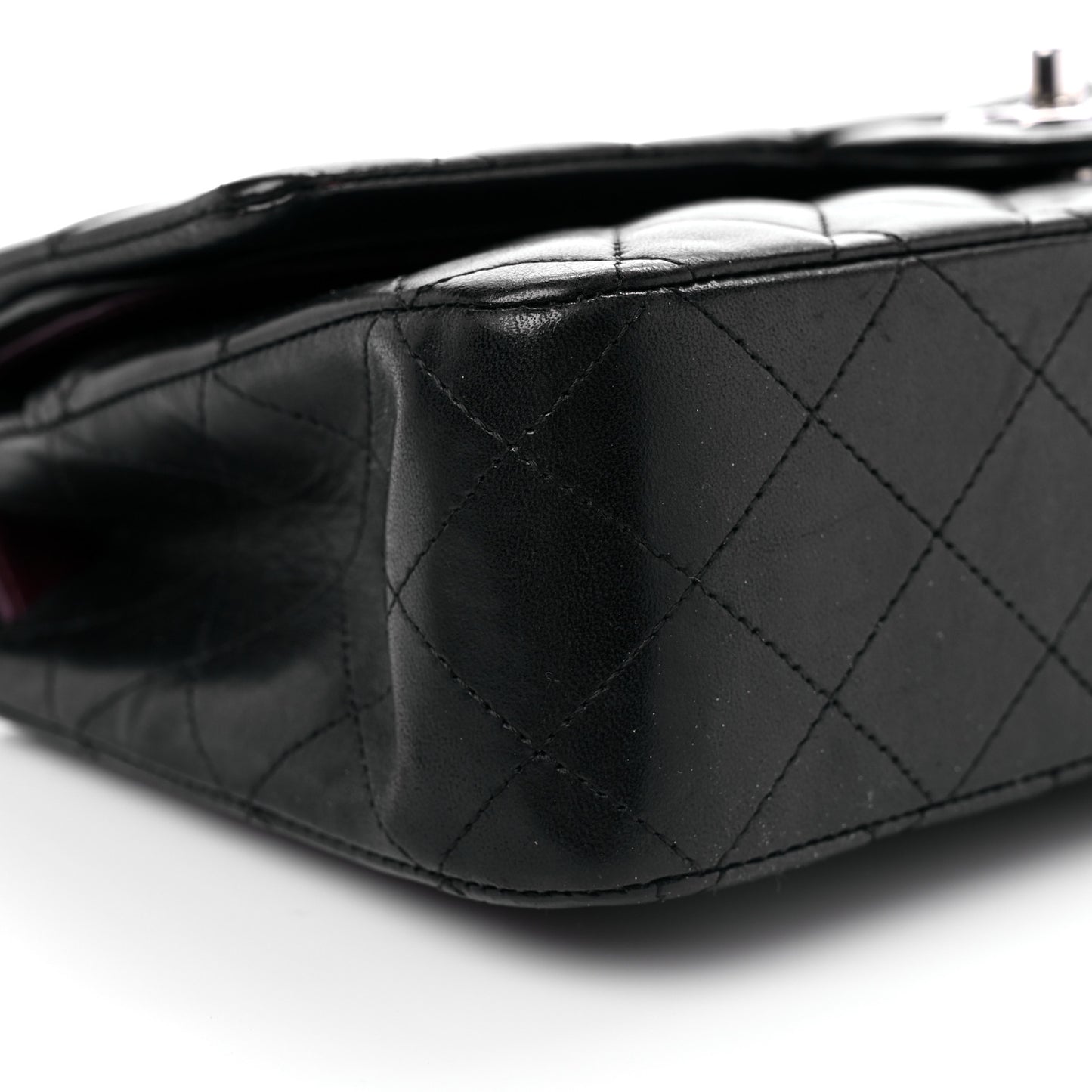 Lambskin Quilted Medium Double Flap Black