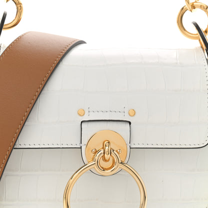Chloe Calfskin Crocodile Embossed Small Tess Bag Brilliant White 8 of 12