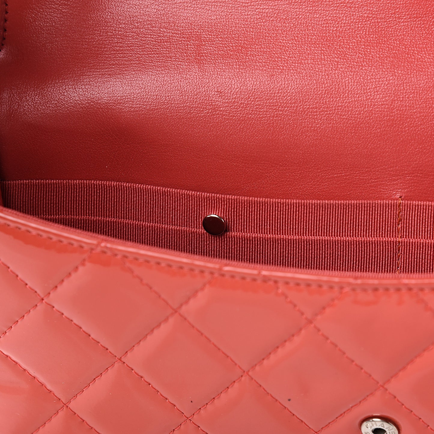 Patent Quilted Large Flap Wallet Coral