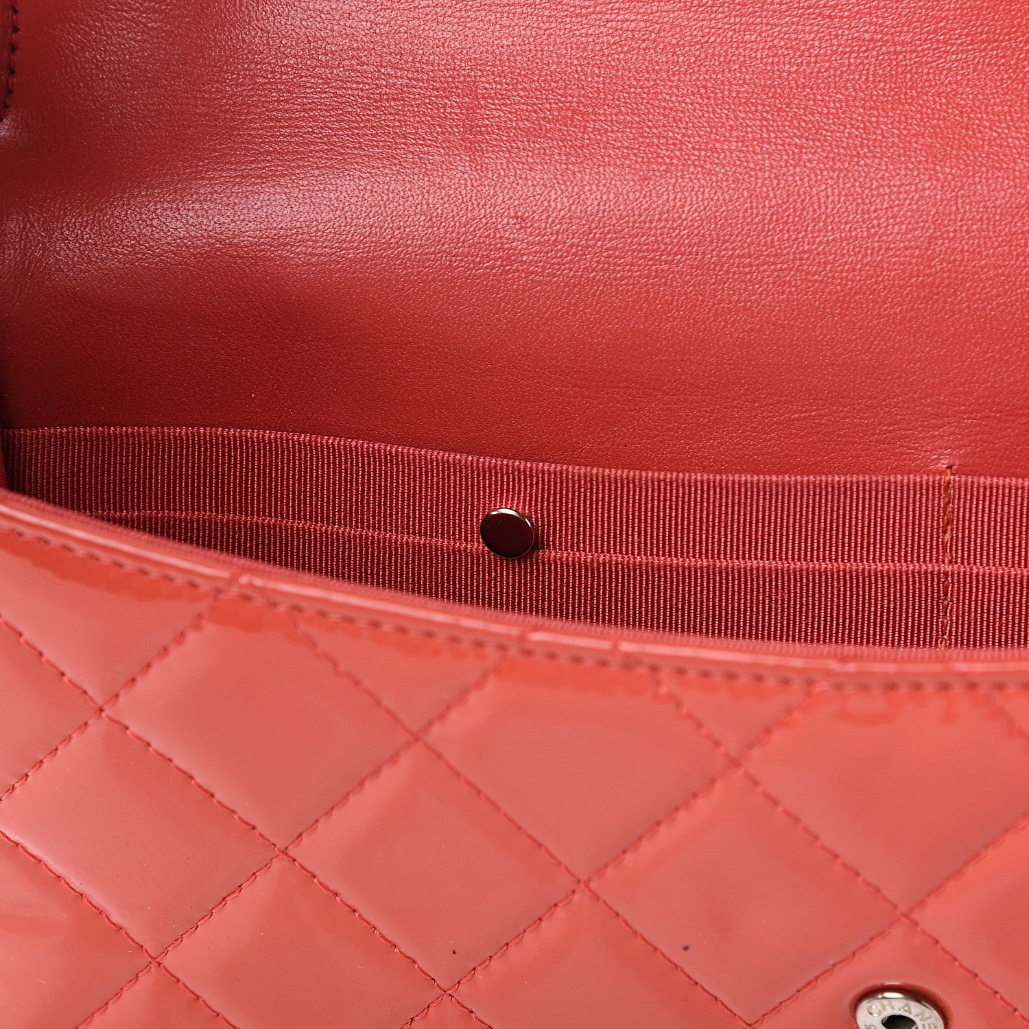 Chanel Patent Quilted Large Flap Wallet Coral 8 of 11