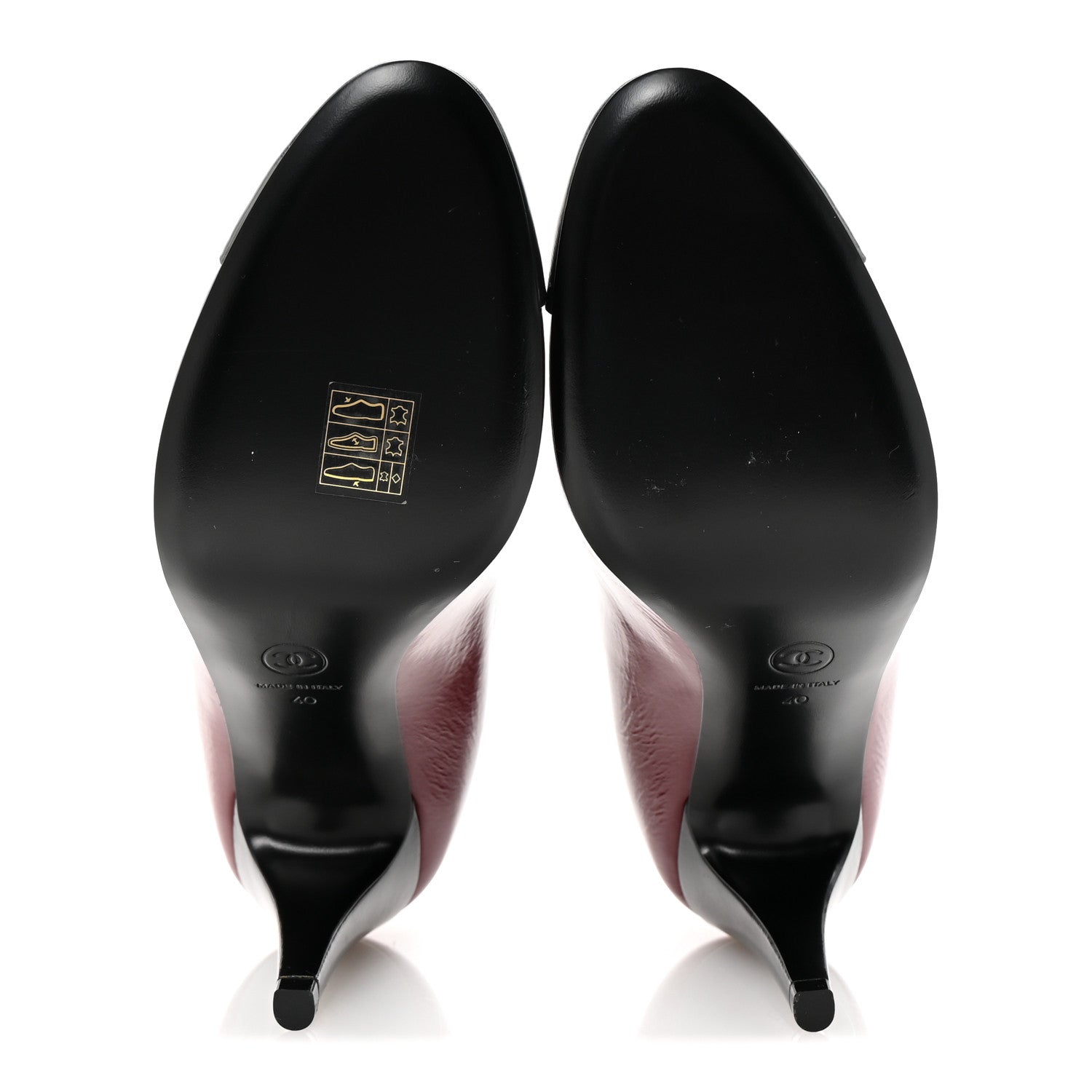 Chanel Shiny Goatskin Cap Toe Mary Jane Pumps 40 Burgundy Dark Grey 6 of 10