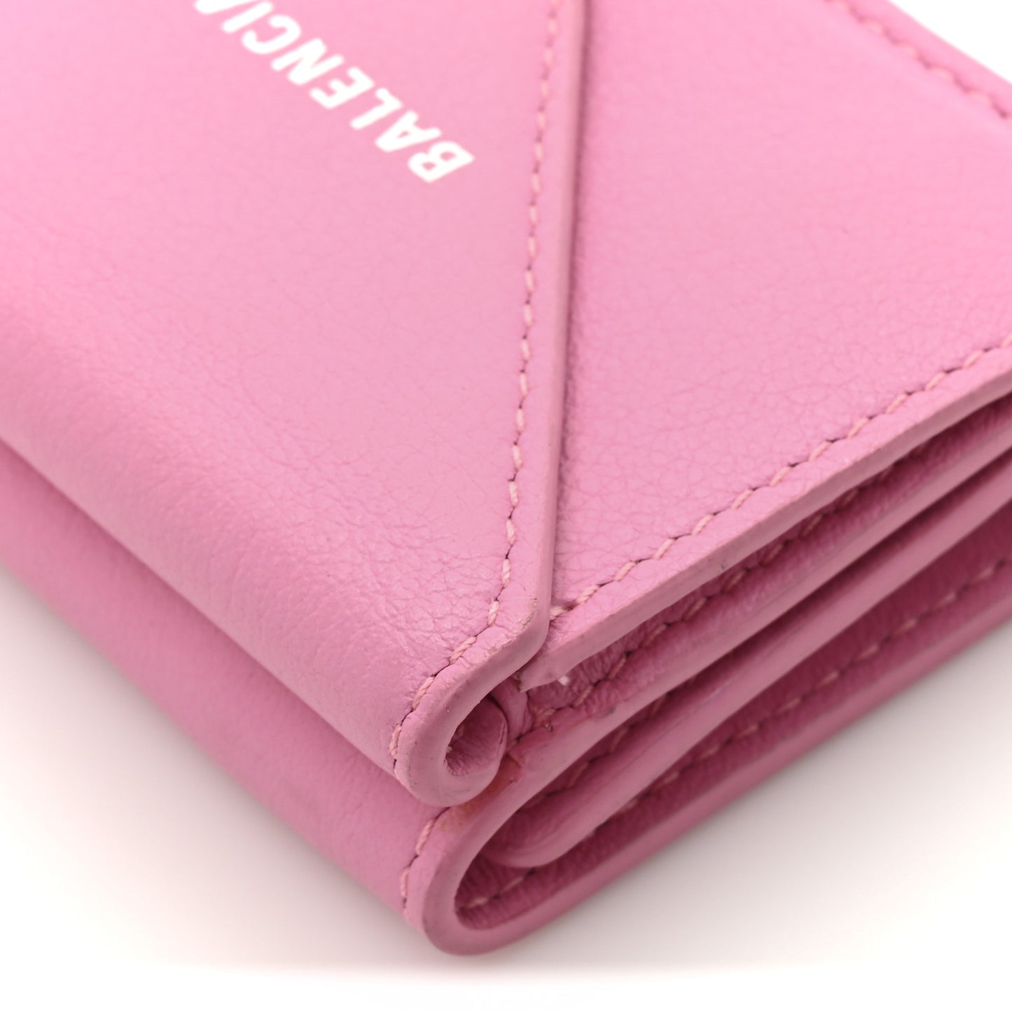 Grained Calfskin Logo Envelope Card Case Wallet Rose Magenta