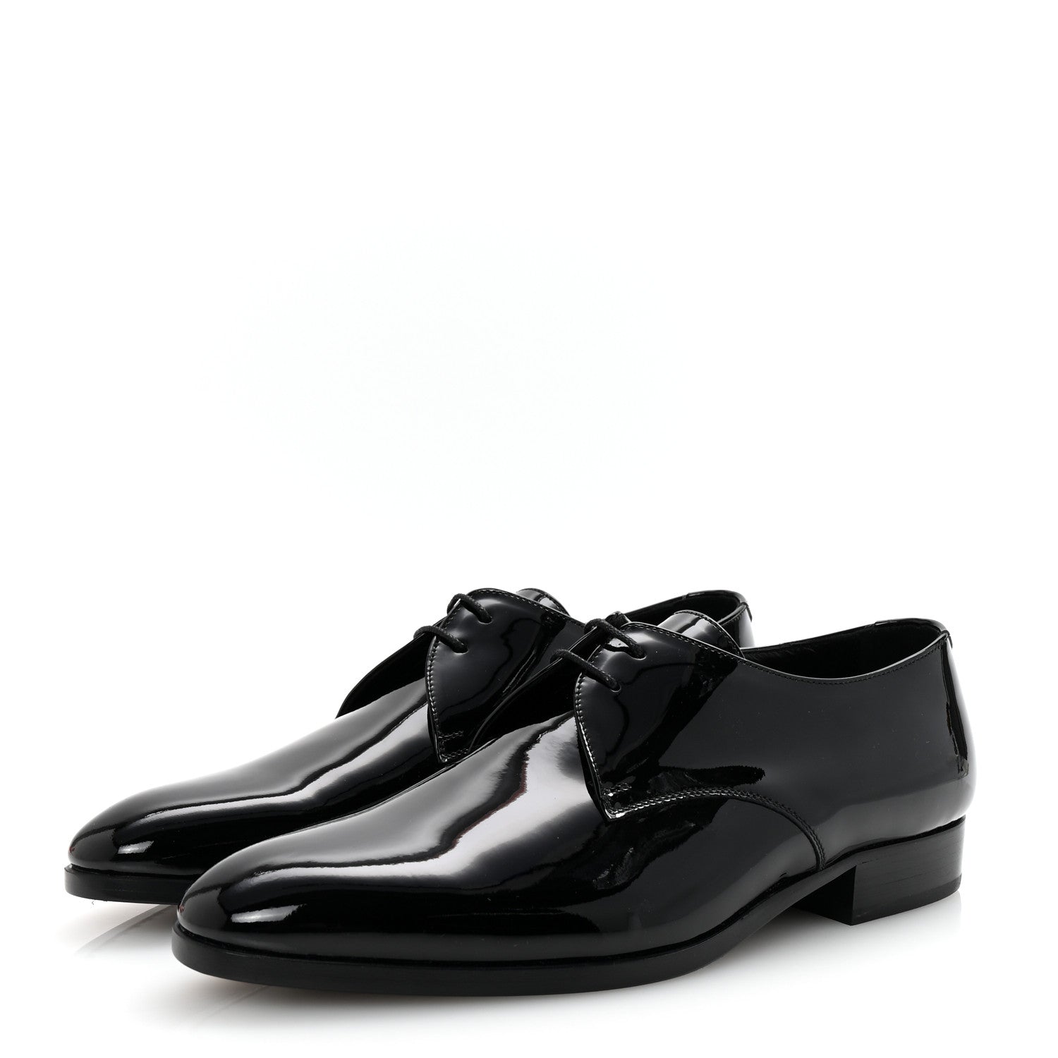 Saint Laurent Patent Calfskin Mens Derby Lace Up Shoes 41.5 Black 5 of 9