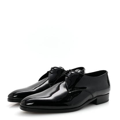 Saint Laurent Patent Calfskin Mens Derby Lace Up Shoes 41.5 Black 5 of 9