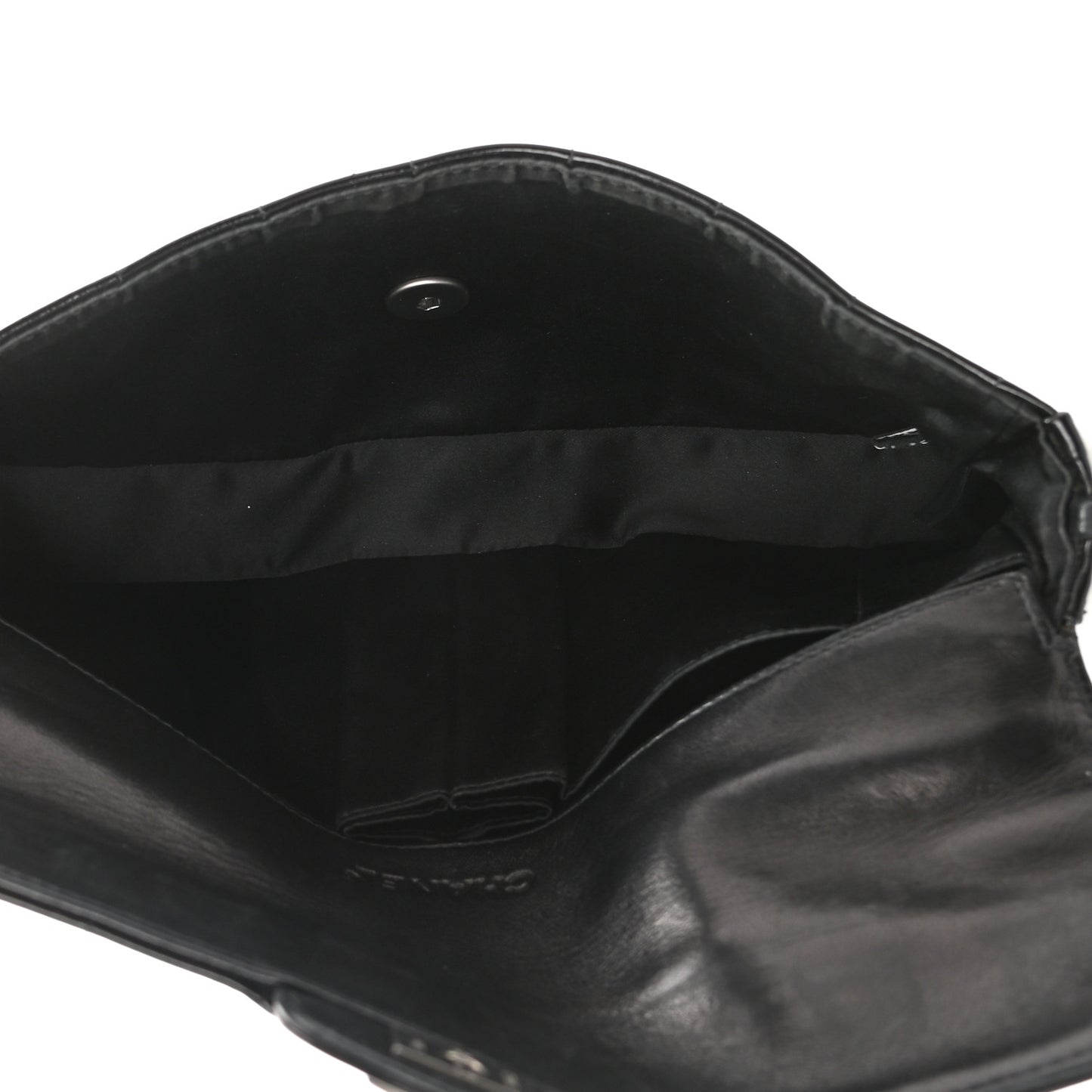 Patent Quilted East West Chocolate Bar Flap Black