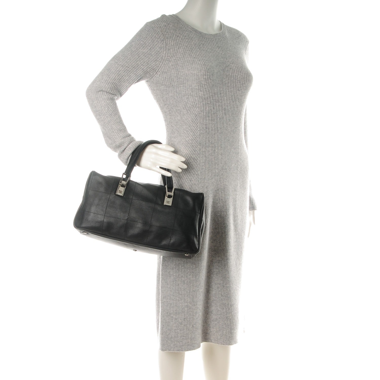 Chanel Lambskin Square Stitched Large Tote Black 2 of 6